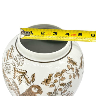 Pre Order Brown & White Parrot Chinoiserie Ginger Jar 14"