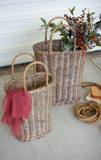 Tall Oval Wicker Basket, Size Options