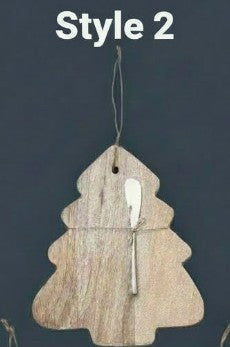 Holiday Themed Mango Wood Board & Canape Knife, 6 Style Options
