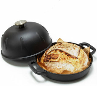 Pre Order Pre-Seasoned Cast Iron Bread Cloche – Dome Lid Dutch Oven for Artisan Sourdough Baking – Heat-Retaining, Nonstick Bakeware for Crispy Crust & Even Baking – Oven Safe