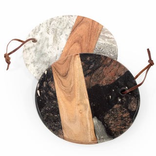 Pre Order Dark Round Marble & Acacia Wood Charcuterie Board