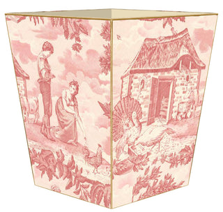 Pre Order Pink Farm Toile Wastepaper Basket