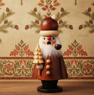 Santa with Natural Wood Finish Smoker- Use Mini Incense Cones (Sold Separately)