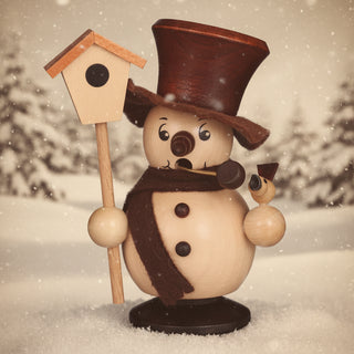 Pre Order Small Snowman with Birdhouse Smoker- Use Mini Incense Cones (Sold Separately)