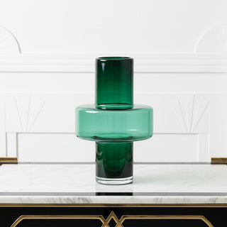 Teal Art Deco Glass Vase, 3 Style Options