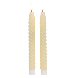 2/Set - Ivory Twisty Timer Tapers - 10"H