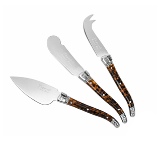 Pre Order French Home Laguiole 3-Piece Tortoise Shell Cheese Knife Set