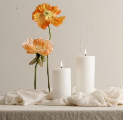 Real Flame LED Pillar Candle Nordic White, 2 Size Options