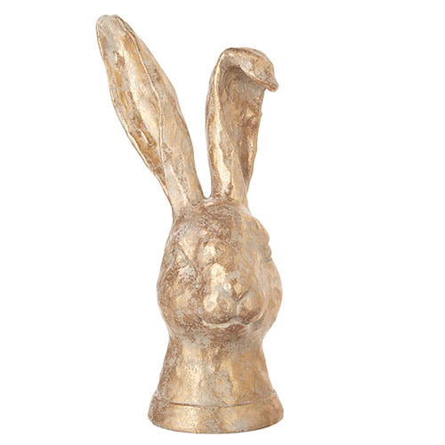10.75" Distressed Gold Leaf Rabbit Bust