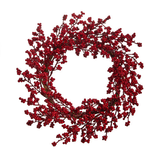 12" Red Berry Mini Wreath-Candle Ring