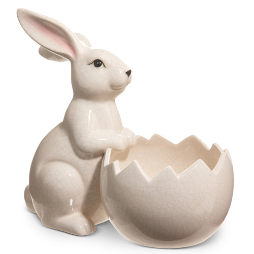 9.75" Crackle Bunny with Hatched Egg Container