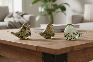 Set of 3 Glass Bird Figurines