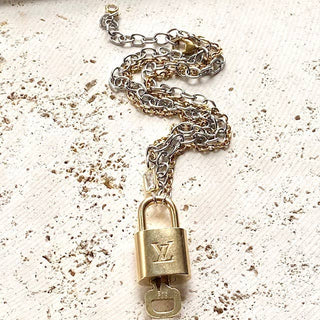 Pre Order Louis Vuitton  lock necklace repurposed upcycled LV