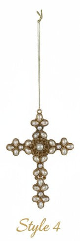 Pewter Cross Ornament with Faux Pearls, 4 Style Options
