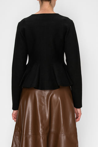 Button Front Flared Bottom Knit Cardigan