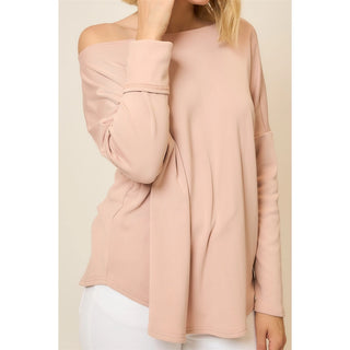 Microfleece Boatneck Drop Shoulder Sweatshirt