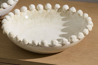 Off White Lombard Bowl with Sphere Rim