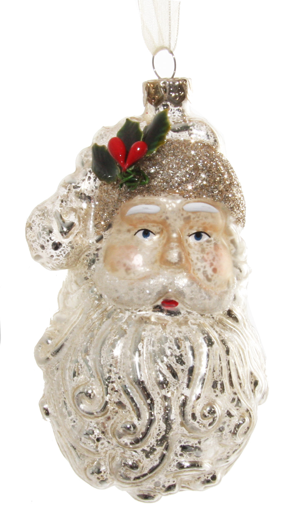 Glass Santa Head, Silver