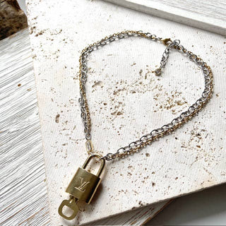 Pre Order Louis Vuitton  lock necklace repurposed upcycled LV