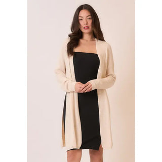 Knit Open Cardigan with High Side Slits