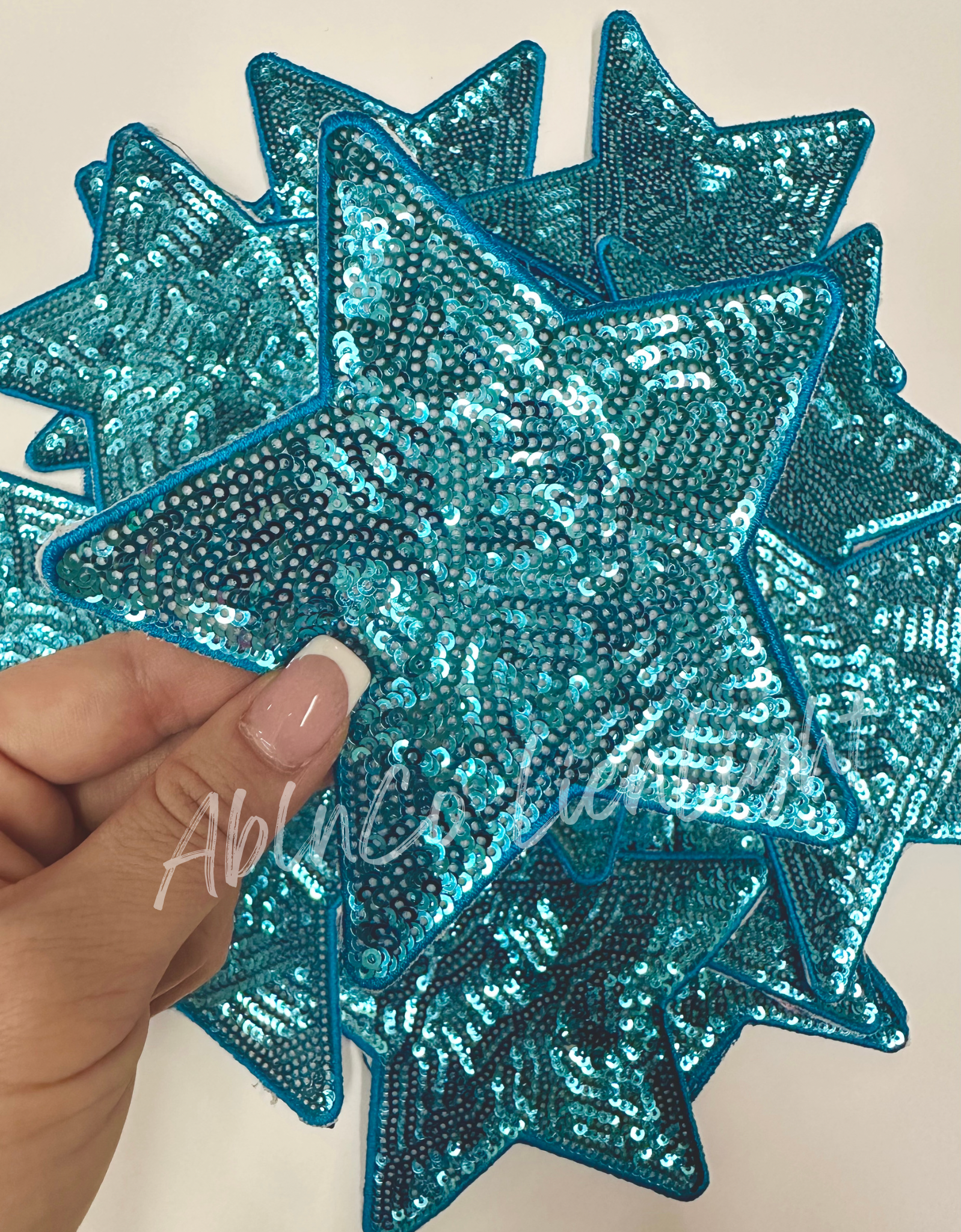 Blue star sequins patch iron on