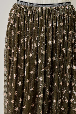Star Sequined Mesh Skirt, 2 Color Options