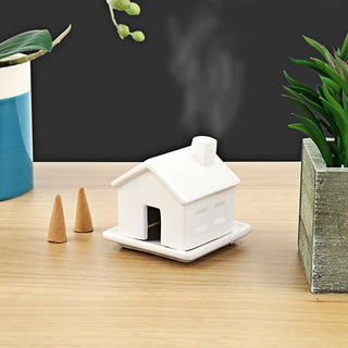 Incense House with Resting Dish & 3 Sandalwood Incense Cones