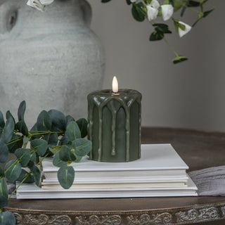 4"Dark Green 3D Flame Pillar Candle