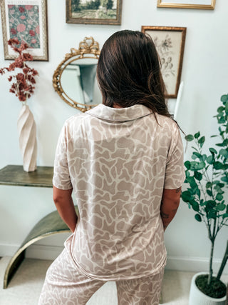 BIRDIE Short Sleeve PJ Set In Bare Marsh Camo (sold as set)