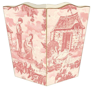 Pre Order Pink Farm Toile Wastepaper Basket