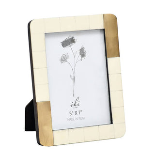 White Photo Frame w/ Brass 5 X 7