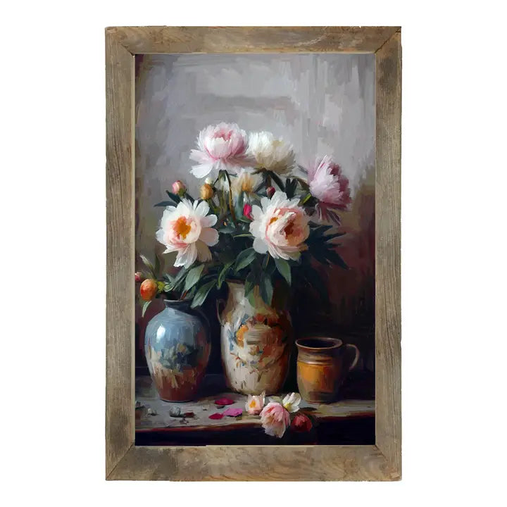 Rustic Flowers Vertical Frame Print, Size Options