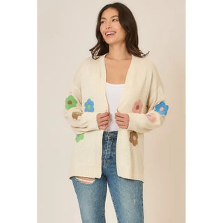 Floral Patch Knit Cardigan