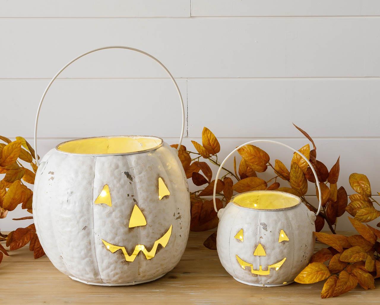 Metal White Jack-O-Lantern, Size Options