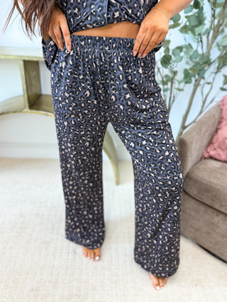 BIRDIE Short Sleeve PJ Set In Indigo Wild Leopard (sold as set)