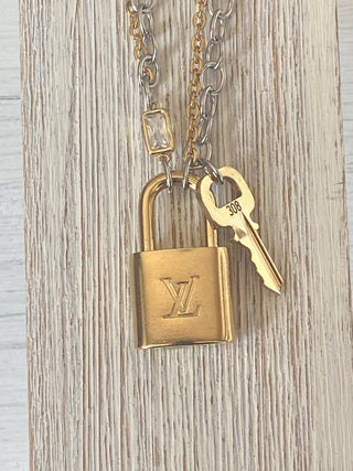 Pre Order Louis Vuitton  lock necklace repurposed upcycled LV