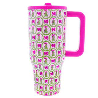 Pre Order (Sept)  30 oz. Pink Christmas Cheer Tumbler w/ Flip Straw