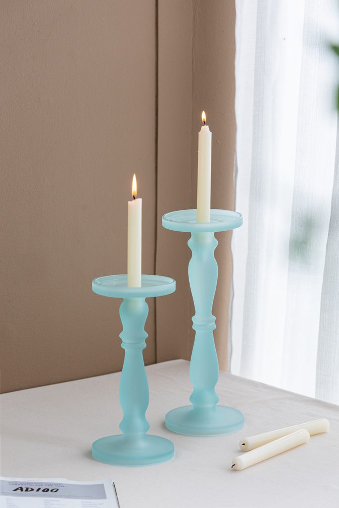 Pedestal Glass Candle Holder, Color + Size Options