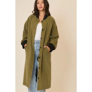 Corduroy Button Up Long Coat