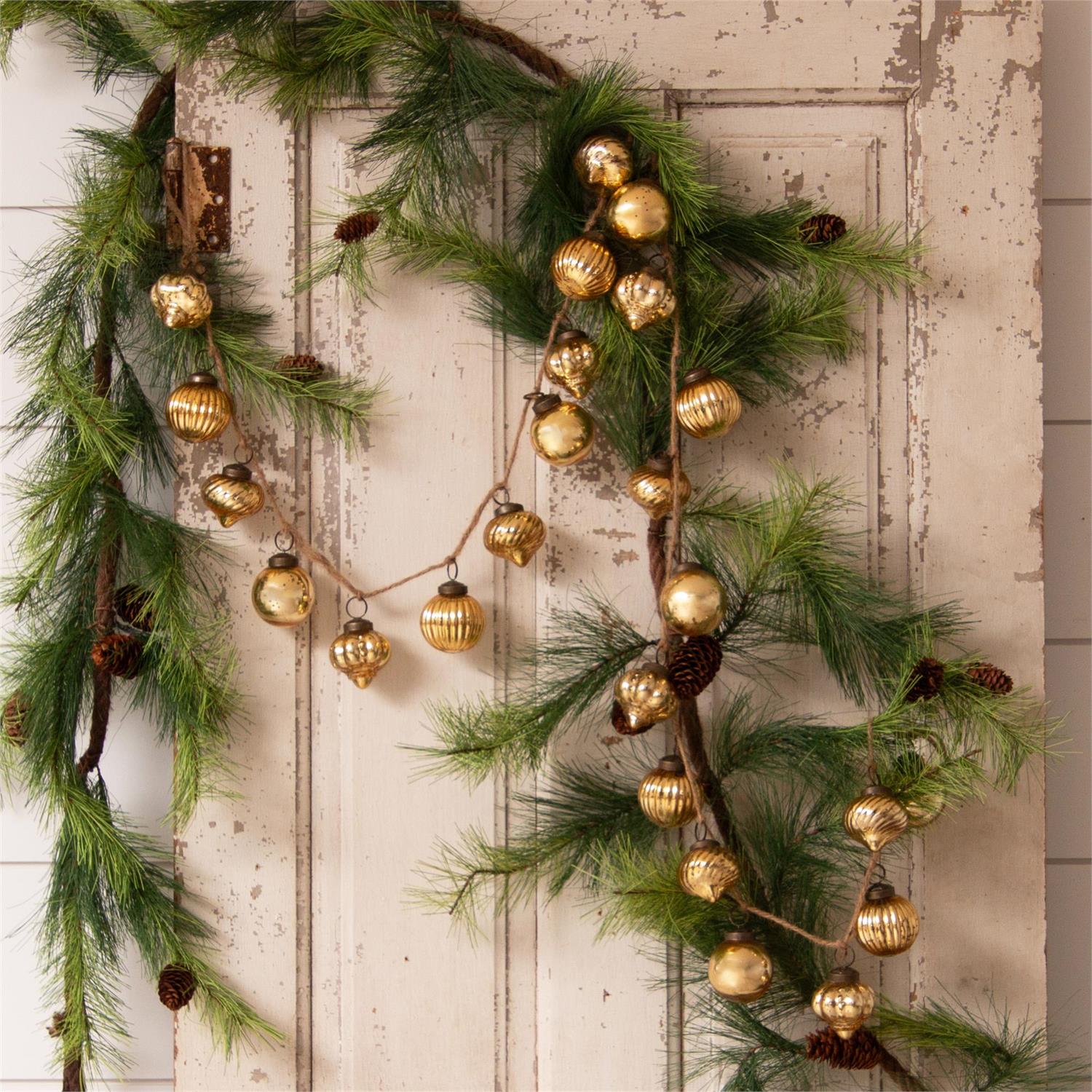 Gold Mercury Glass Ornaments Garland