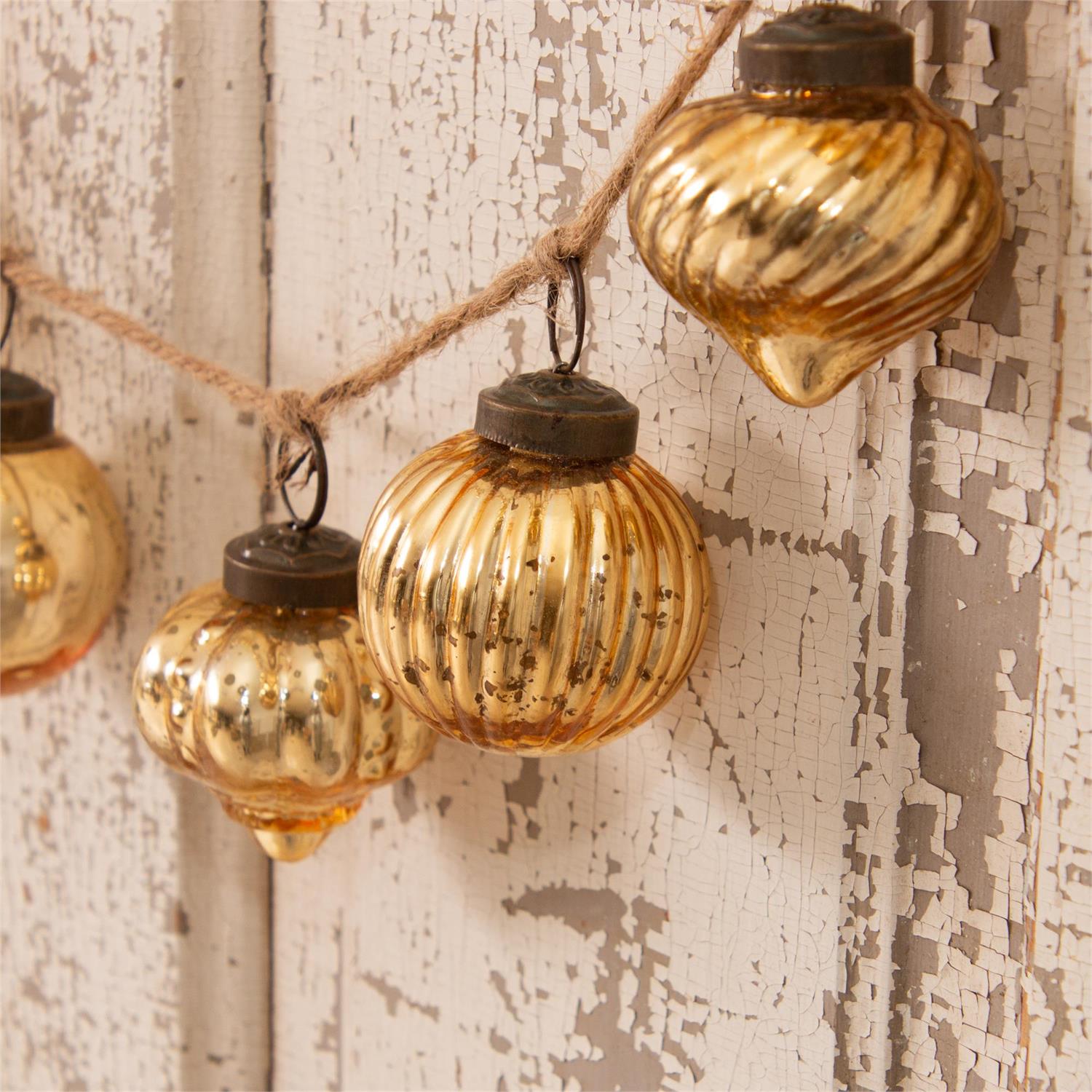 Gold Mercury Glass Ornaments Garland