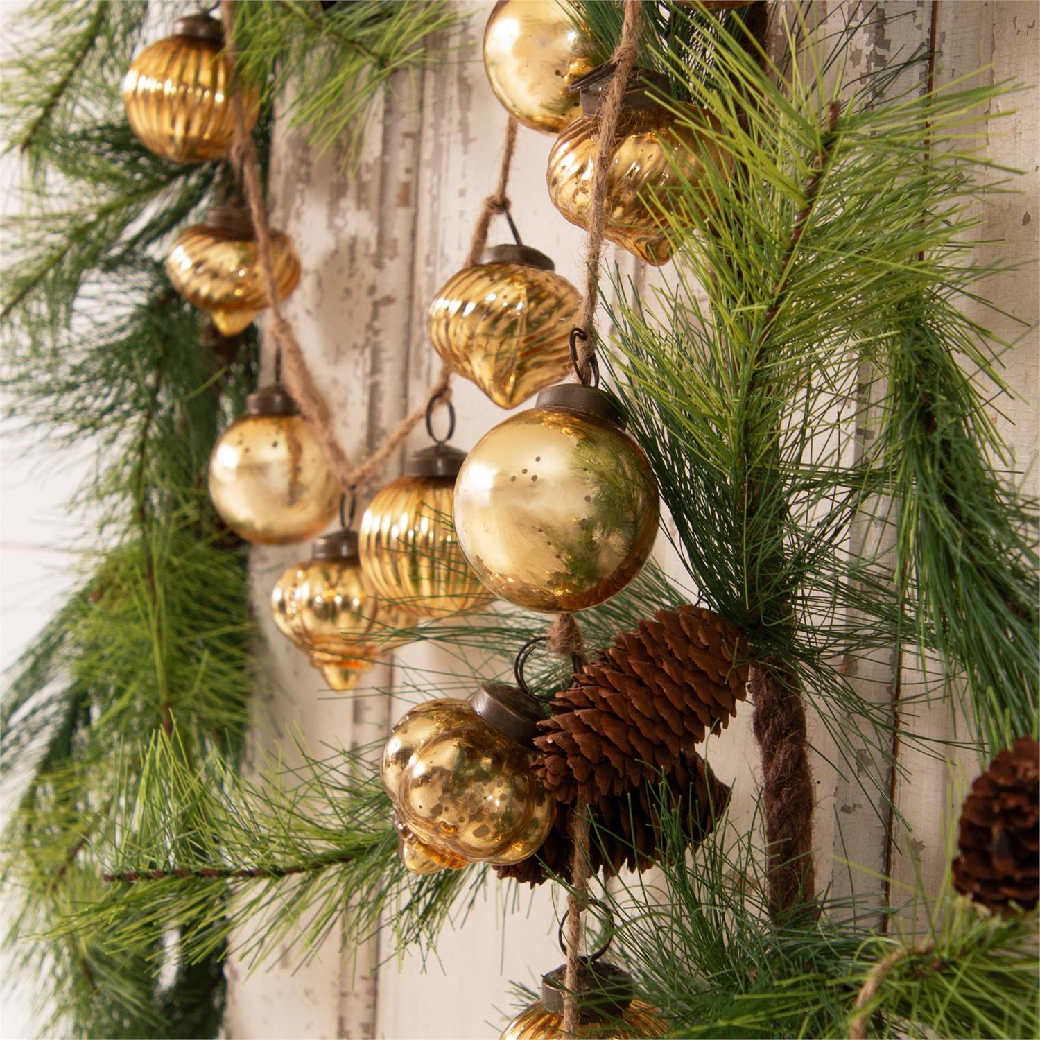 Gold Mercury Glass Ornaments Garland