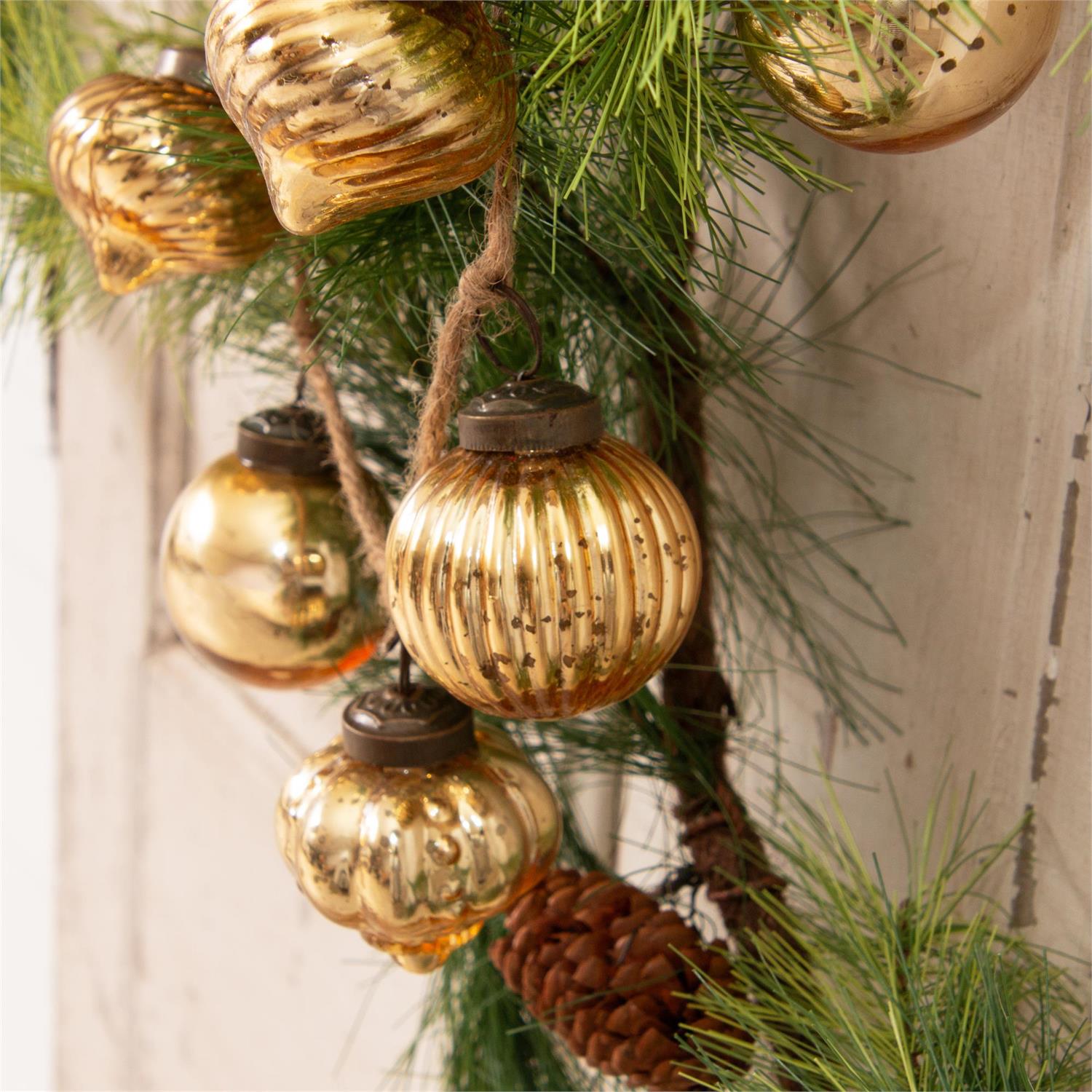 Gold Mercury Glass Ornaments Garland