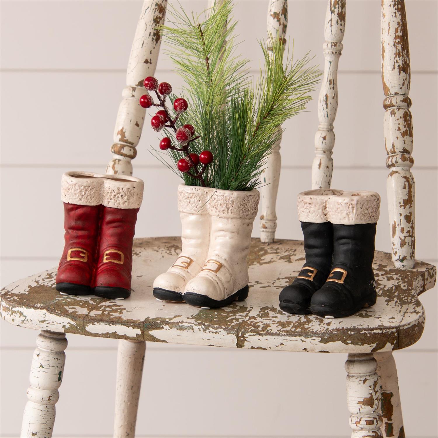 Mini Santa's Boots Vases, Color Options