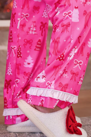 Pre Order Pretty Pink Christmas Ruffle Pajama Set