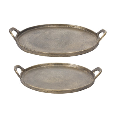 Aluminum Tray With Antique Brass Finish- 2 Sizes