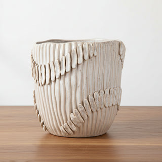 Handmade Stoneware Pleated Planter