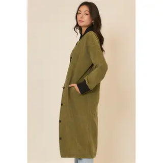 Corduroy Button Up Long Coat