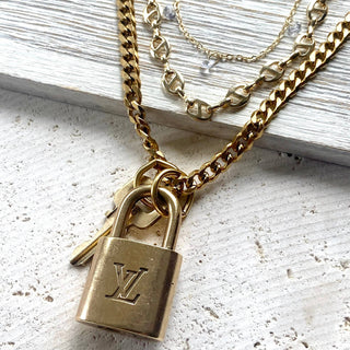 Pre Order Louis Vuitton upcycled repurposed lock key necklace