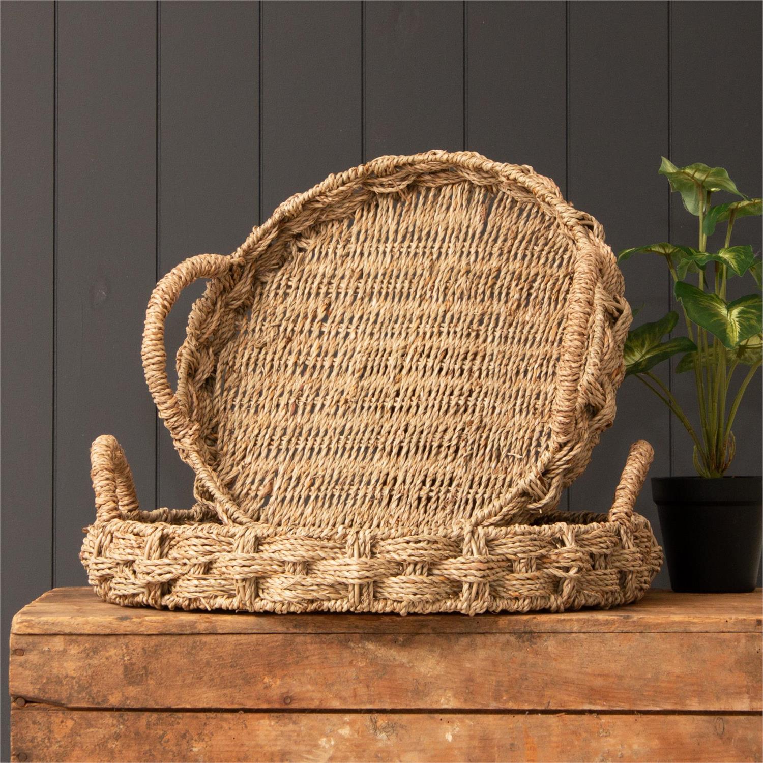 Handmade Braided Seagrass Tray, Size Options